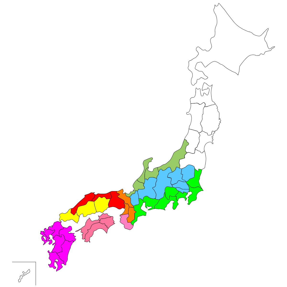 日本の地域分類 五畿七道 Instant Tools